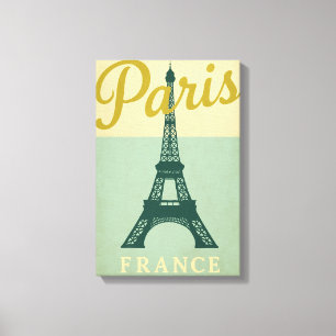 Paris Eiffel Tower Poster Style Canvas Wall Art