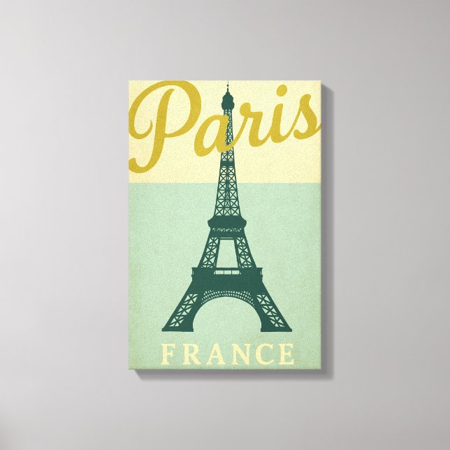 Paris Eiffel Tower Poster Style Canvas Wall Art (Front)