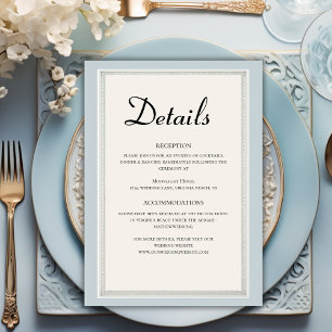 Paris Eiffel Tower Powder Blue Wedding Details Enclosure Card