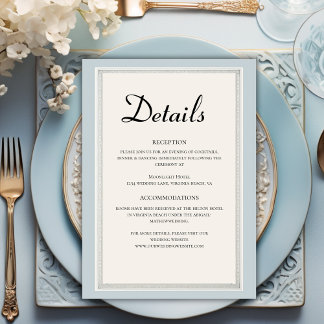 Paris Eiffel Tower Powder Blue Wedding Details Enclosure Card