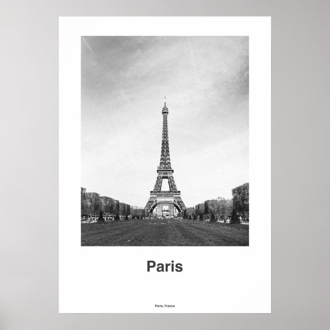 Paris Eiffel Tower Print, Paris Black White Photo Poster (Front)
