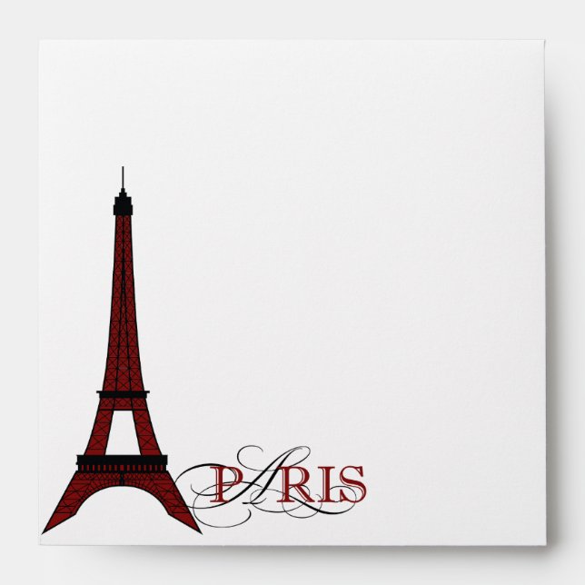 Paris Eiffel Tower Red Black Paris Envelope (Front)