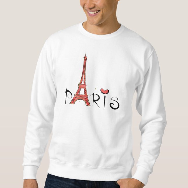 Paris Eiffel Tower Red Paris Tower with Heart Koko Sweatshirt (Front)