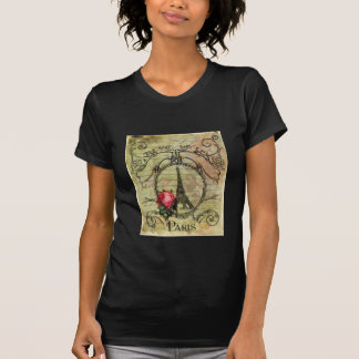 Paris Eiffel Tower & Red Rose Steampunk T-Shirt