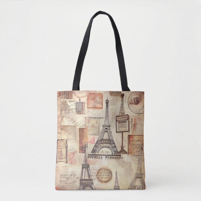 Paris Eiffel Tower Retro Vintage Tote Bag (Front)