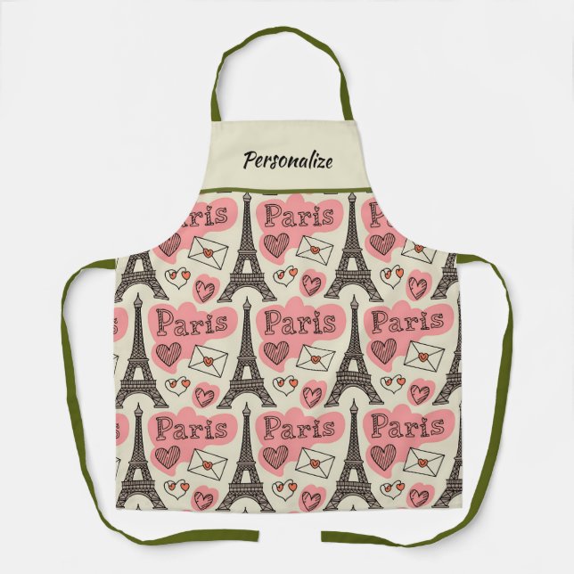 Paris Eiffel Tower Romance Personalised Apron (Front)