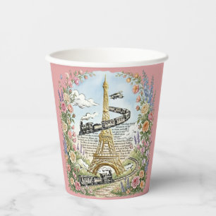Paris, Eiffel Tower, Romantic French Art Paper Cups