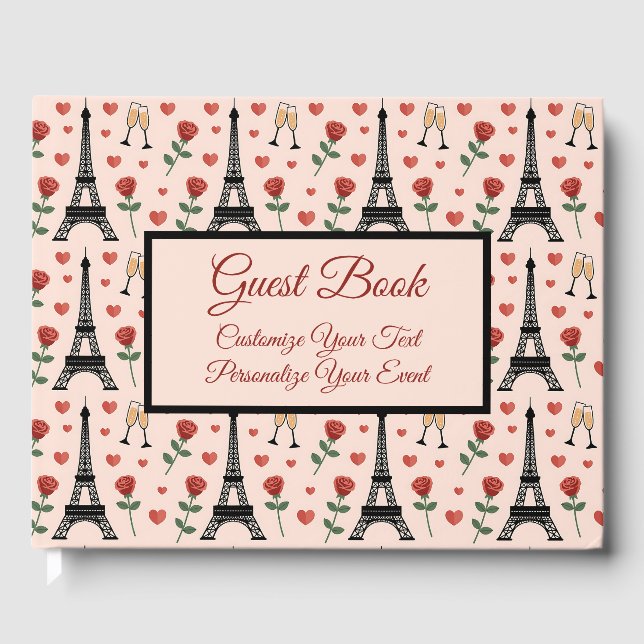 Paris Eiffel Tower Romantic Personalised Guest Book (Front)