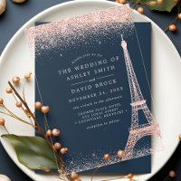 Paris Eiffel Tower Rose Gold Glitter Wedding