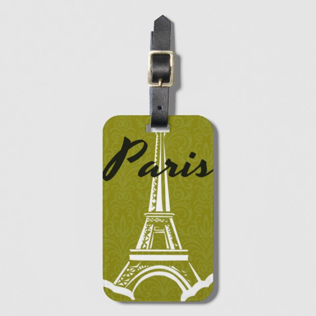 Paris Eiffel Tower Silhouette Luggage Tag (Front Vertical)