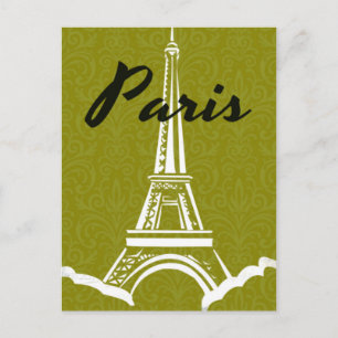 Paris Eiffel Tower Silhouette Postcard
