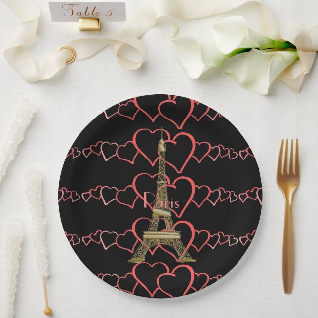 Paris Eiffel Tower Themed Paper Plates (Wedding)