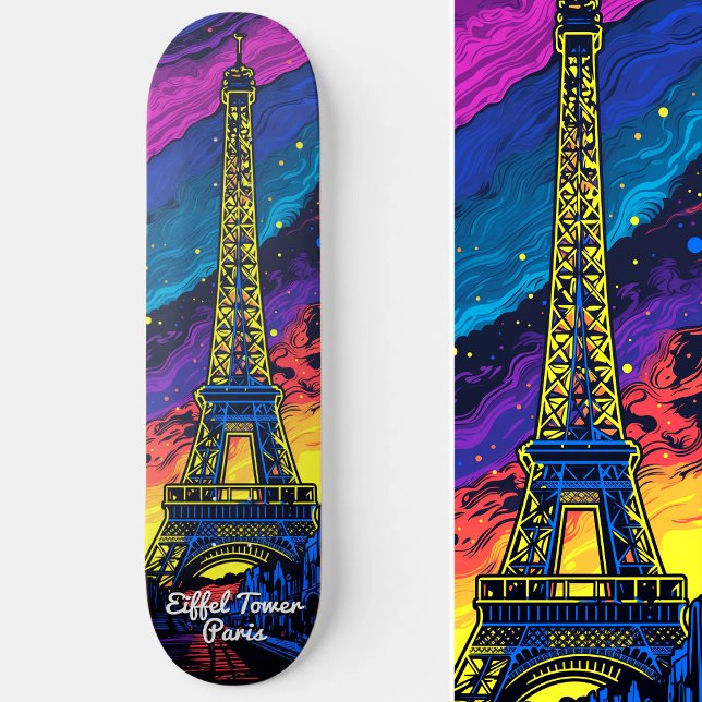 Paris Eiffel Tower Travel Pop Art Skateboard (Paris Eiffel Tower Travel Pop Art Skateboard)
