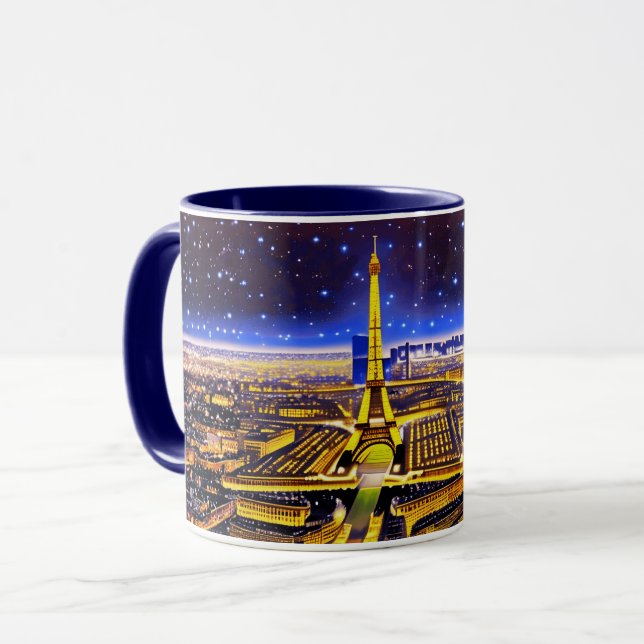 Paris Eiffel Tower Under a Starry Sky Mug (Front Left)