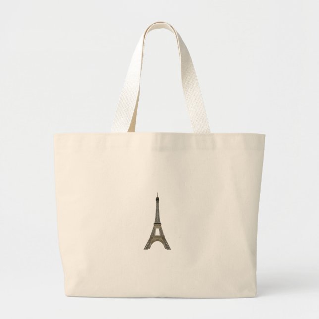 Paris: Eiffel Tower: Vector Drawing: Large Tote Bag (Front)