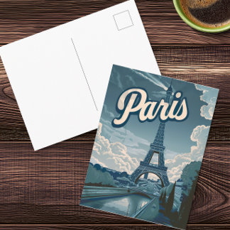 Paris Eiffel Tower Vintage Travel Postcard