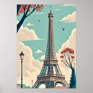 Paris Eiffel Tower Vintage Travel Wall Art