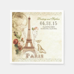 Paris Eiffel tower vintage wedding paper napkins