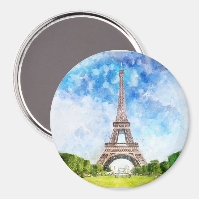 Paris Eiffel Tower Watercolor #01  Magnet (Front/Back)