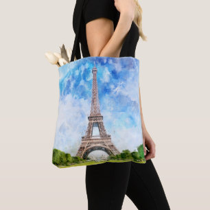 Paris Eiffel Tower Watercolor #01  Tote Bag