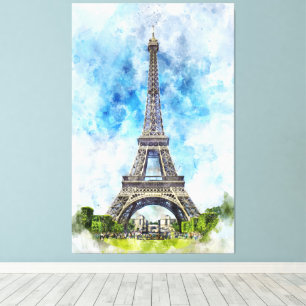 Paris Eiffel Tower Watercolor #02  Canvas Print