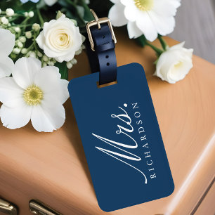 Paris Eiffel Tower Watercolor Floral Mrs Wedding Luggage Tag