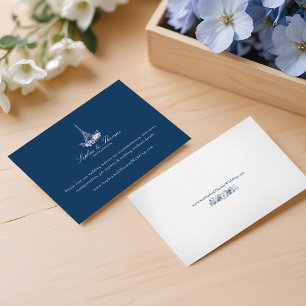 Paris Eiffel Tower Watercolor Floral Navy Wedding Enclosure Card