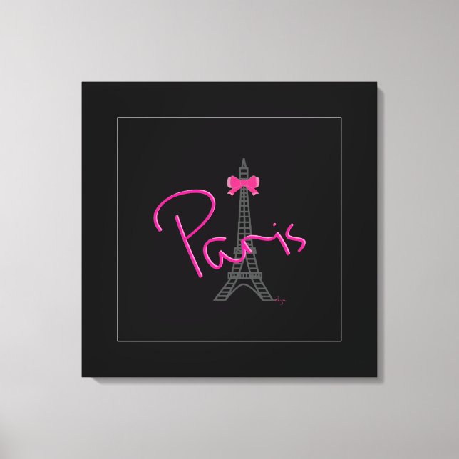 Paris, Eiffel Tower with bow Modern Canvas Print (Front)