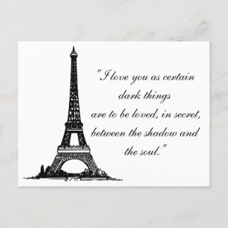 Paris Eiffel Tower With Love couple text Postcard