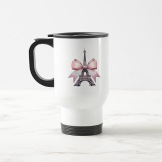 Paris Eiffel Tower with Pink Bow Travel Mug