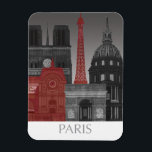 Paris Elevations by Night - Red Magnet<br><div class="desc">"Paris Elevations by Night Red" by Fab Funky.  Features famous landmarks of Paris at nighttime in a red and grey colour scheme.</div>