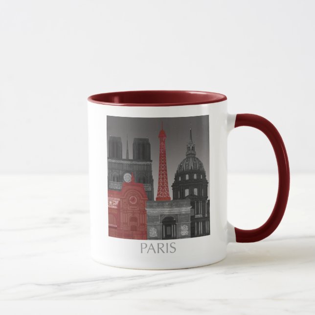 Paris Elevations by Night - Red Mug (Right)