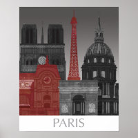 Paris Elevations by Night - Red