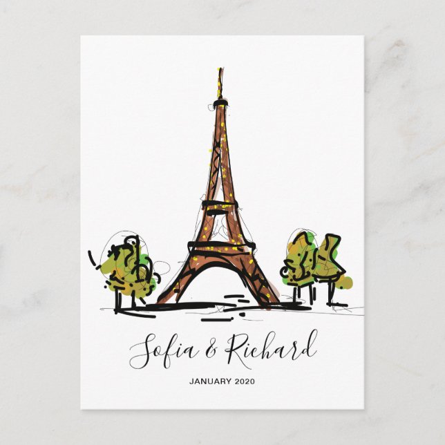 Paris Engagement proposal, anniversary couple gift Holiday Postcard (Front)