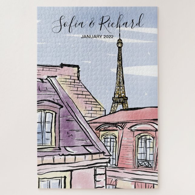 Paris Engagement proposal, anniversary couple gift Jigsaw Puzzle (Vertical)