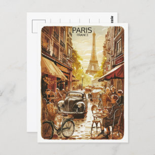 Paris evenin Tour Effiel vintage old streets gifts Postcard