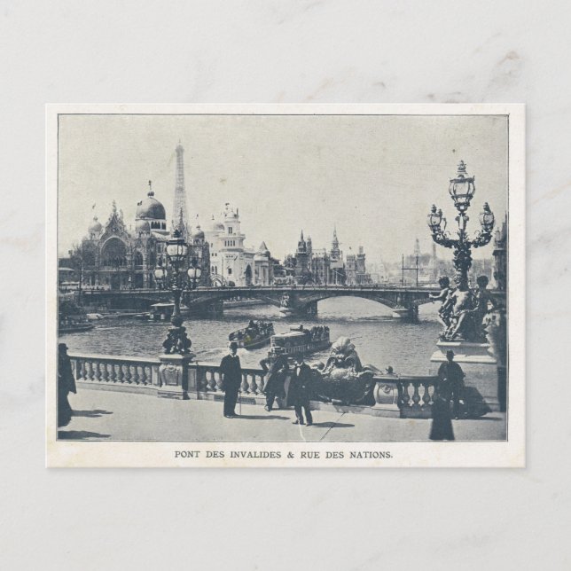 Paris Expo 1900, Pont des invalides et Rue des nat Postcard (Front)