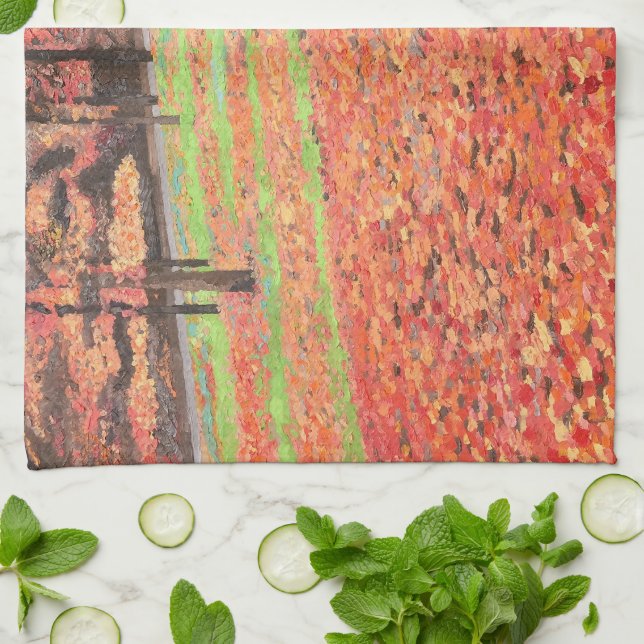 Paris Falling Leaves Dish Towel (Folded)