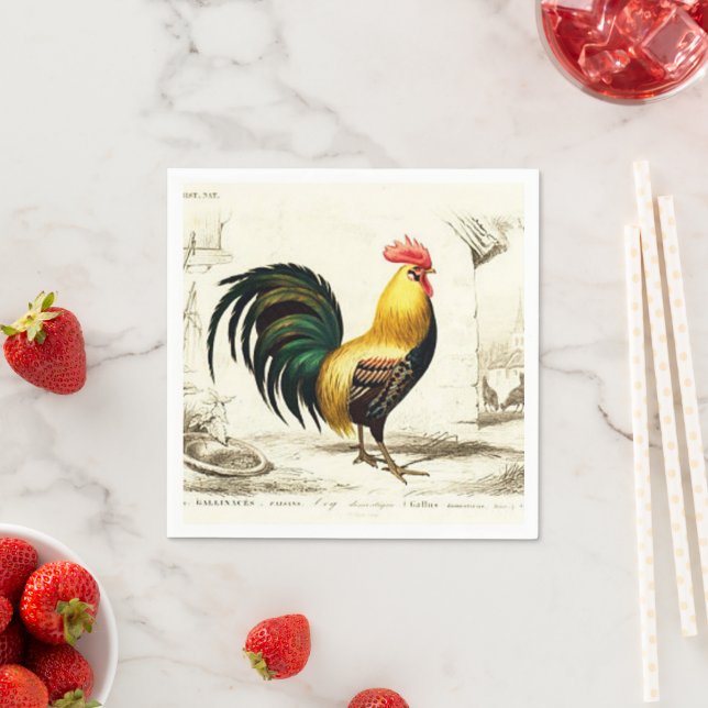 Paris farm rooster any purpose party napkin (Insitu)