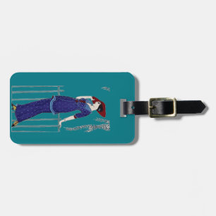 Paris fashion 1920s elegant lady luggage tag