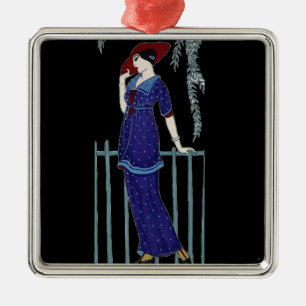 Paris fashion 1920s elegant lady metal tree decoration