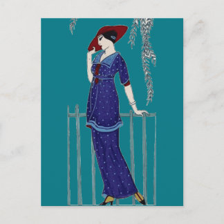 Paris fashion 1920s elegant lady postcard