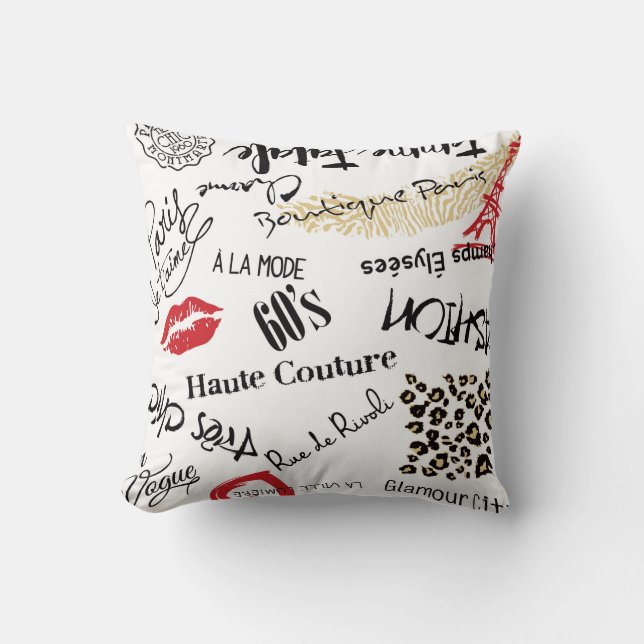 Paris fashion and glamour seamless pattern cushion (Front)