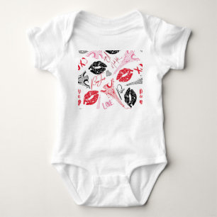 Paris fashion, calligraphic Eiffel Tower pattern. Baby Bodysuit