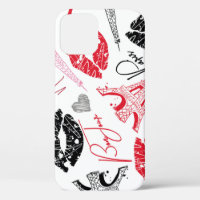 Paris fashion, calligraphic Eiffel Tower pattern.