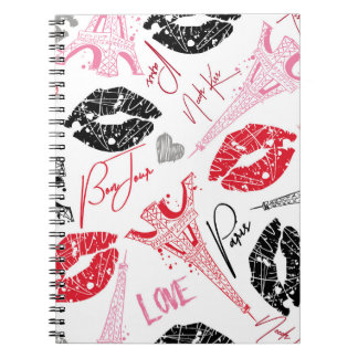 Paris fashion, calligraphic Eiffel Tower pattern. Notebook