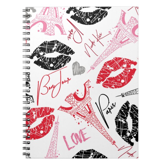 Paris fashion, calligraphic Eiffel Tower pattern. Notebook (Front)