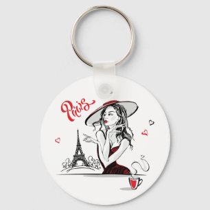 Paris, Fashion & Coffee Key Ring