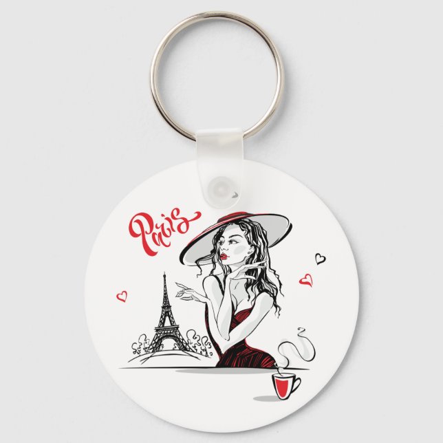 Paris, Fashion & Coffee Key Ring (Front)