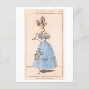Paris Fashion Design 1830 Postcard